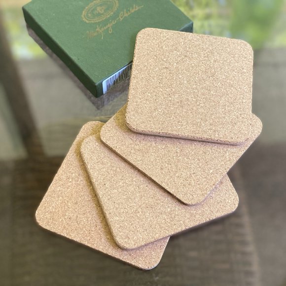 NIB: MacKenzie Childs Set of 4 Ribboned Rose Cork Backed Coasters - Picture 5 of 5